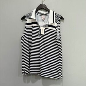 Tommy Bahama Everyday Active Sleeveless Polo Shirt XL Striped‎ Moisture Wicking